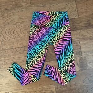K Deer sneaker length Lisa Frank inspired animal print neon leggings size XL